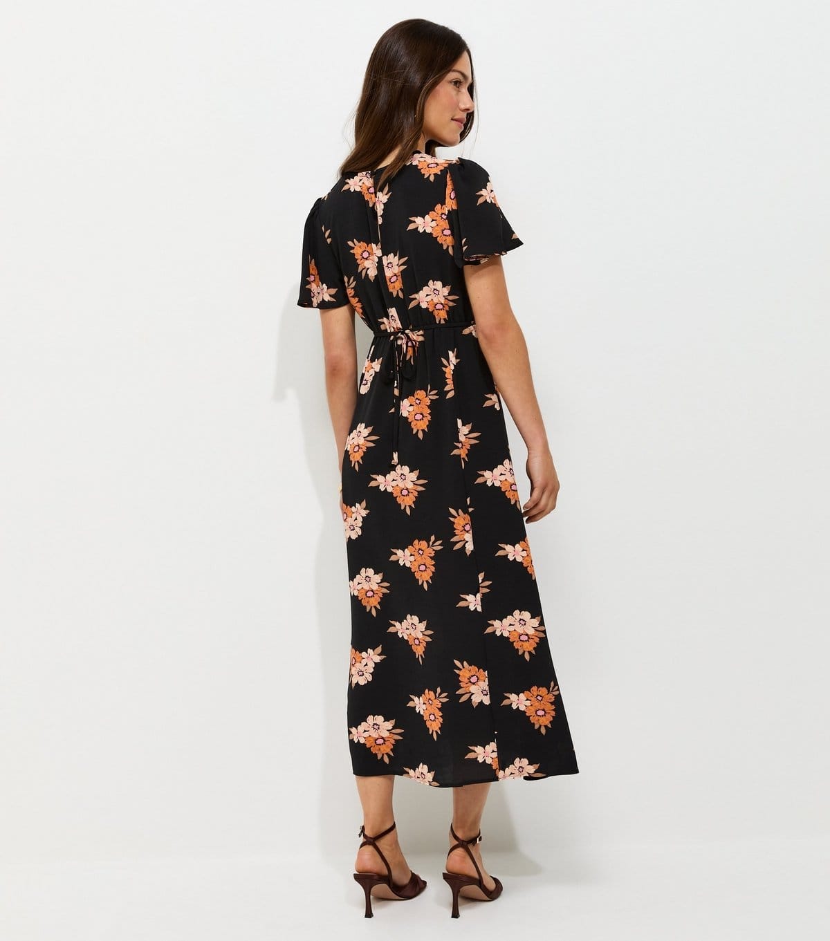 New Look Women's Petite Black Floral Print Lace Trim Midi Dress New Look - 4