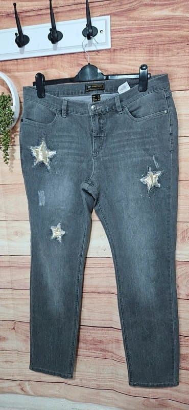 BPC Selection Y2k vintage grey star embellished skinny jeans size 18