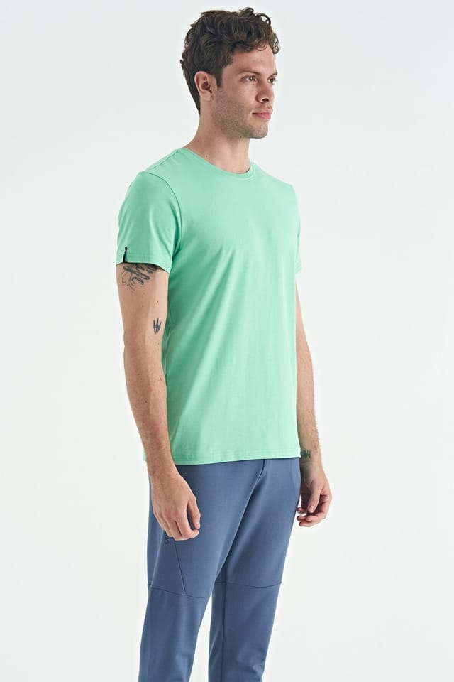 Tommy Life Tommy Life Men's Cotton Elastane Crew Neck T-Shirt in Mint - 3