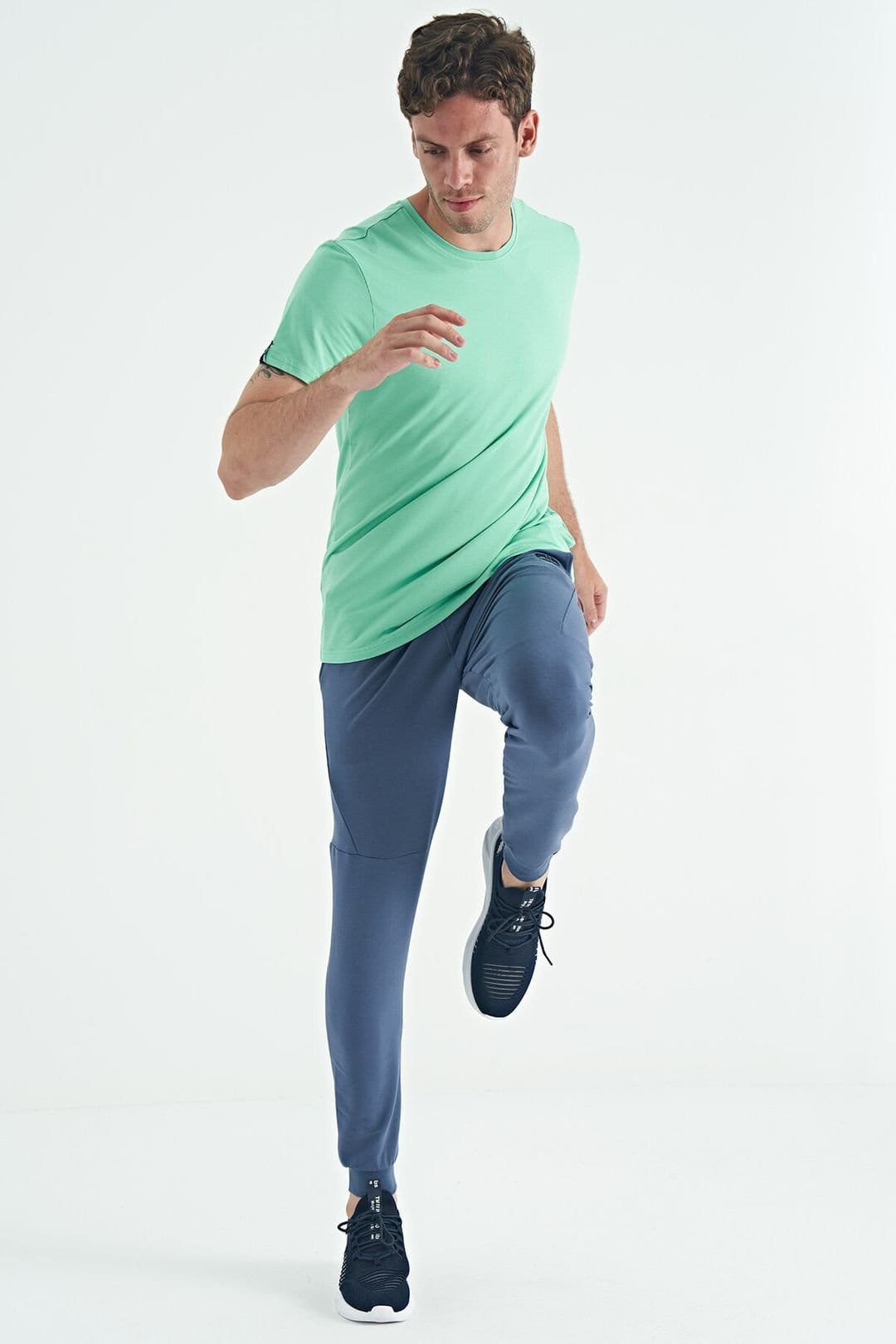 Tommy Life Tommy Life Men's Cotton Elastane Crew Neck T-Shirt in Mint - 4