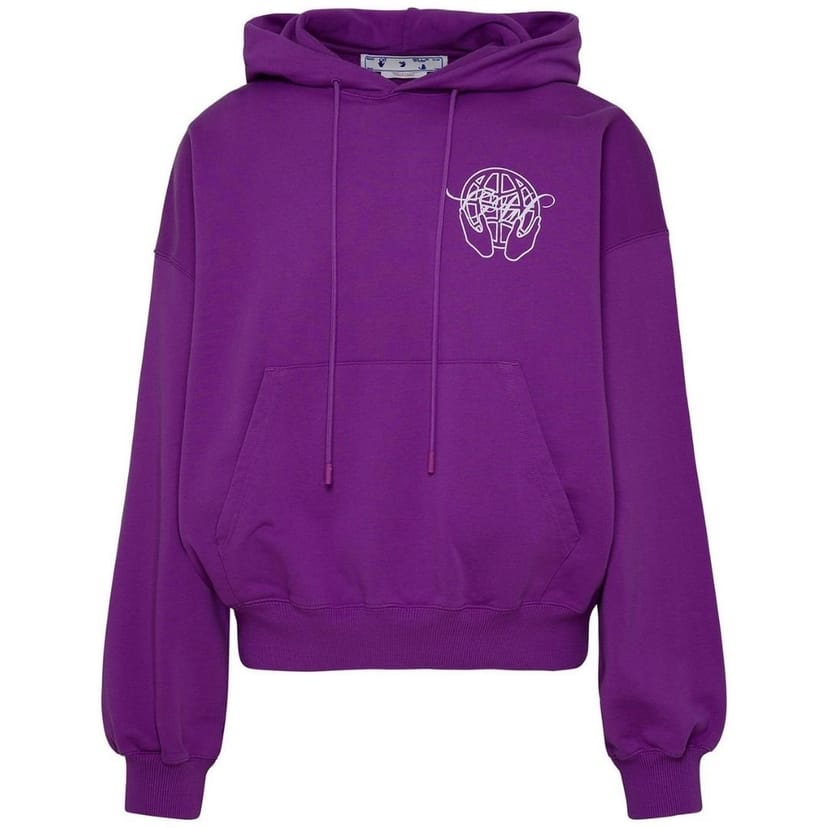 Off-White Off-White Men's Hand Arrow Design Boxy Fit Purple Oversized Hoodie in White - 1