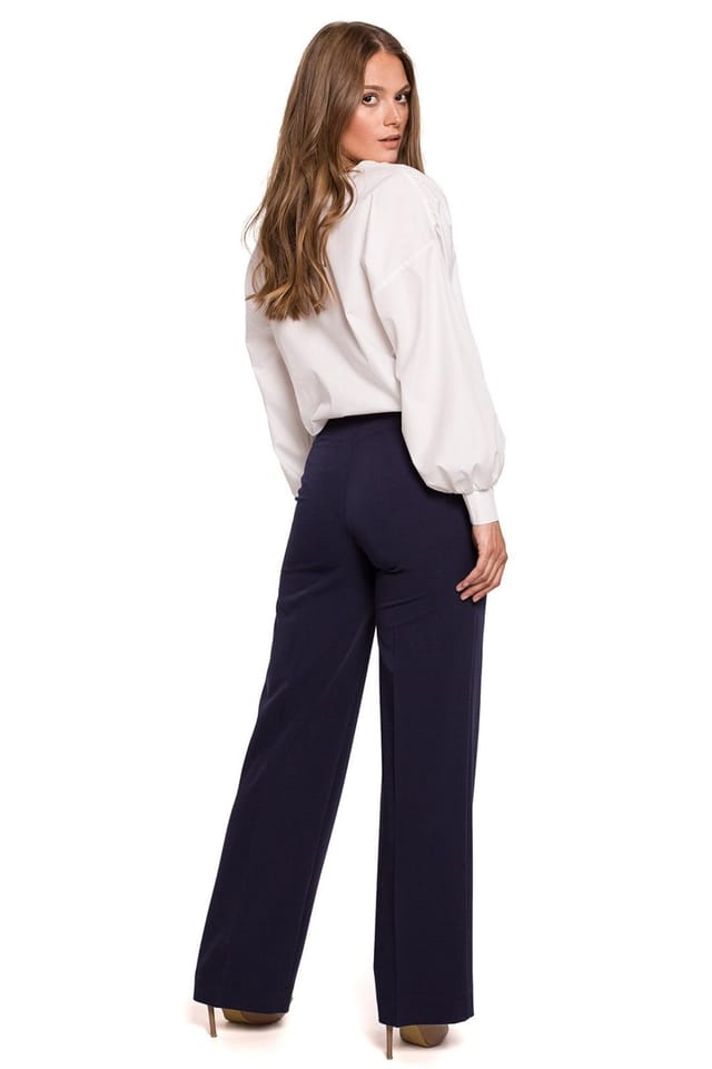 Love Lace Love Lace Women's Elegant Straight Leg Trousers in Blue - 2