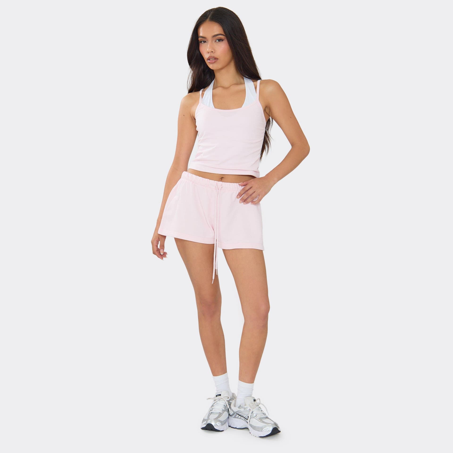 EGO Tie Waist Mini Shorts In Pink, Women's Size UK 6