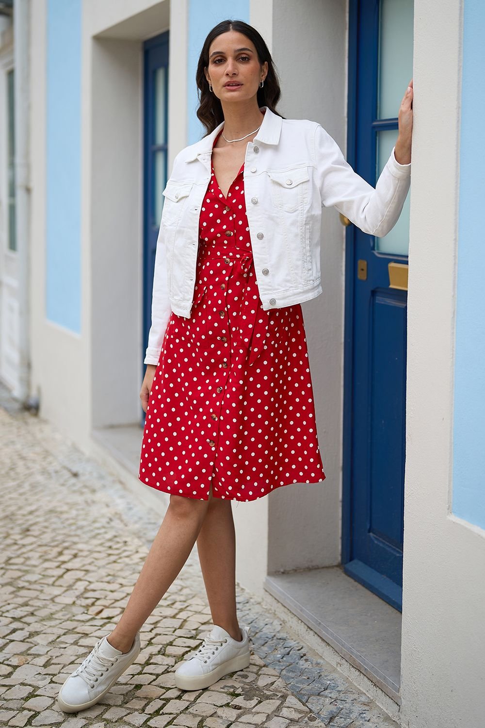 Yumi Yumi Women's White Stretch Cotton Denim Jacket - 2