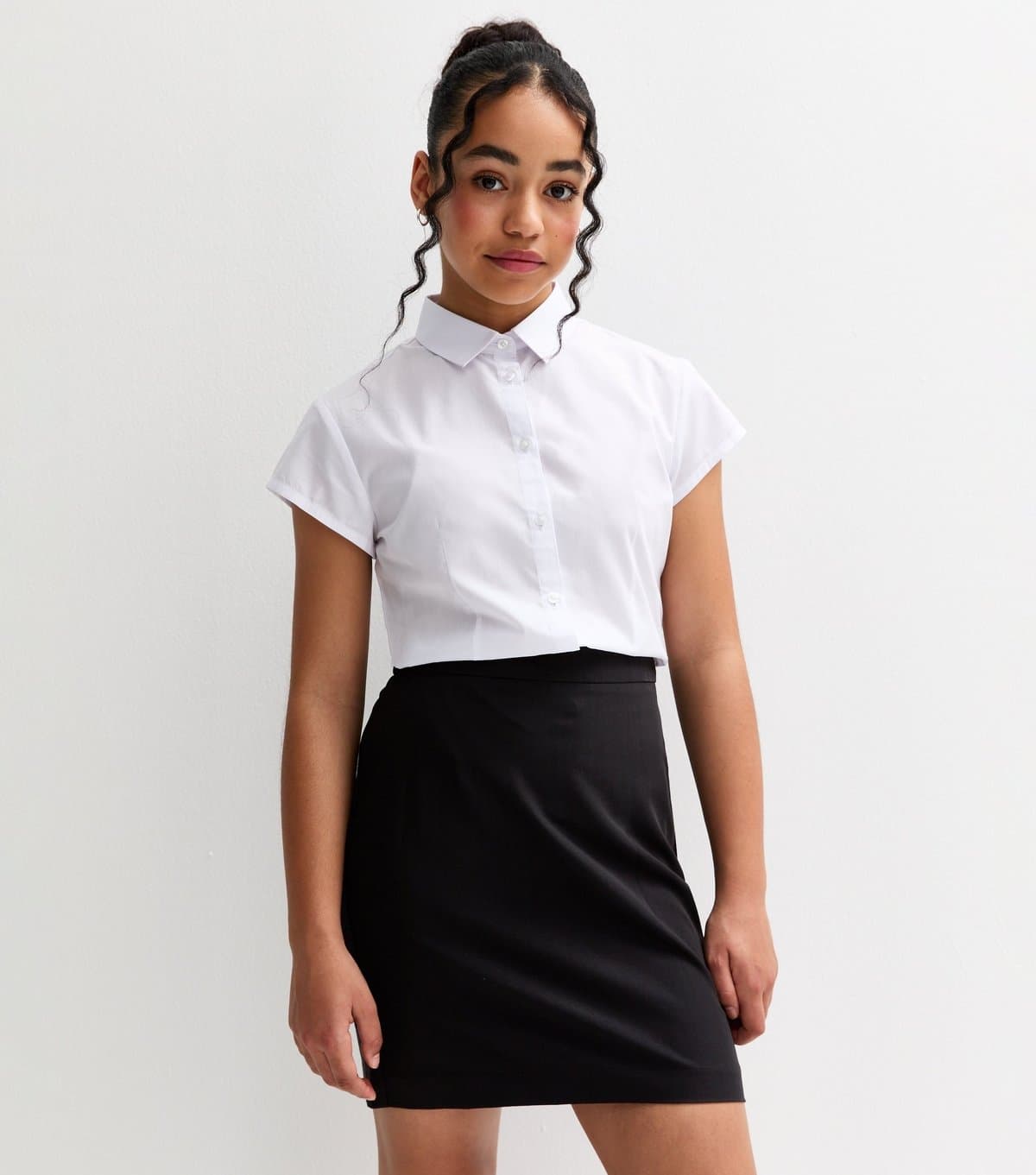 New Look Girls' Black Adjustable Waist School Skirt New Look
