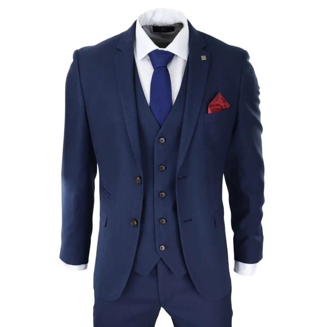 Paul Andrew Paul Andrew Men's Calvin Wedding Navy 3 Piece Suit - 2