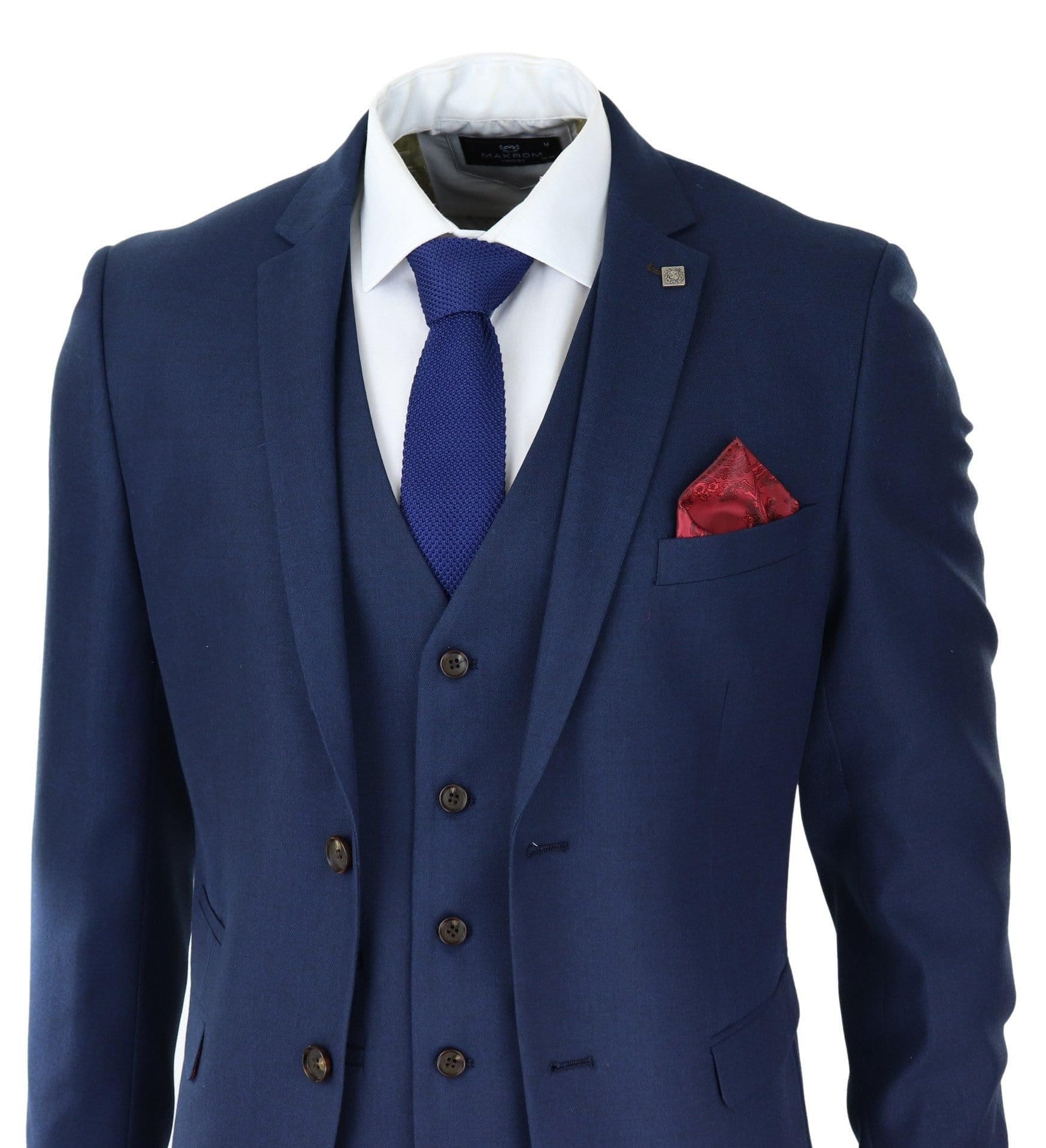 Paul Andrew Paul Andrew Men's Calvin Wedding Navy 3 Piece Suit - 4