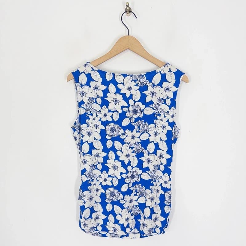 Kettlewell Kettlewell Matilda Cowl Neck Jersey Top Size L 14 Regatta Blue Floral Vest