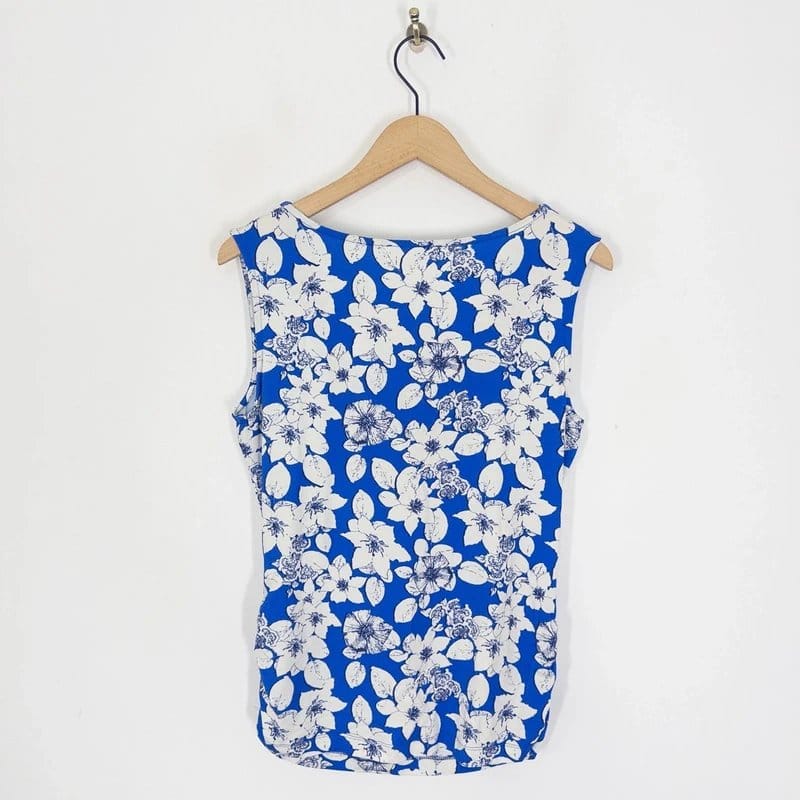 Kettlewell Kettlewell Matilda Cowl Neck Jersey Top Size L 14 Regatta Blue Floral Vest - 1