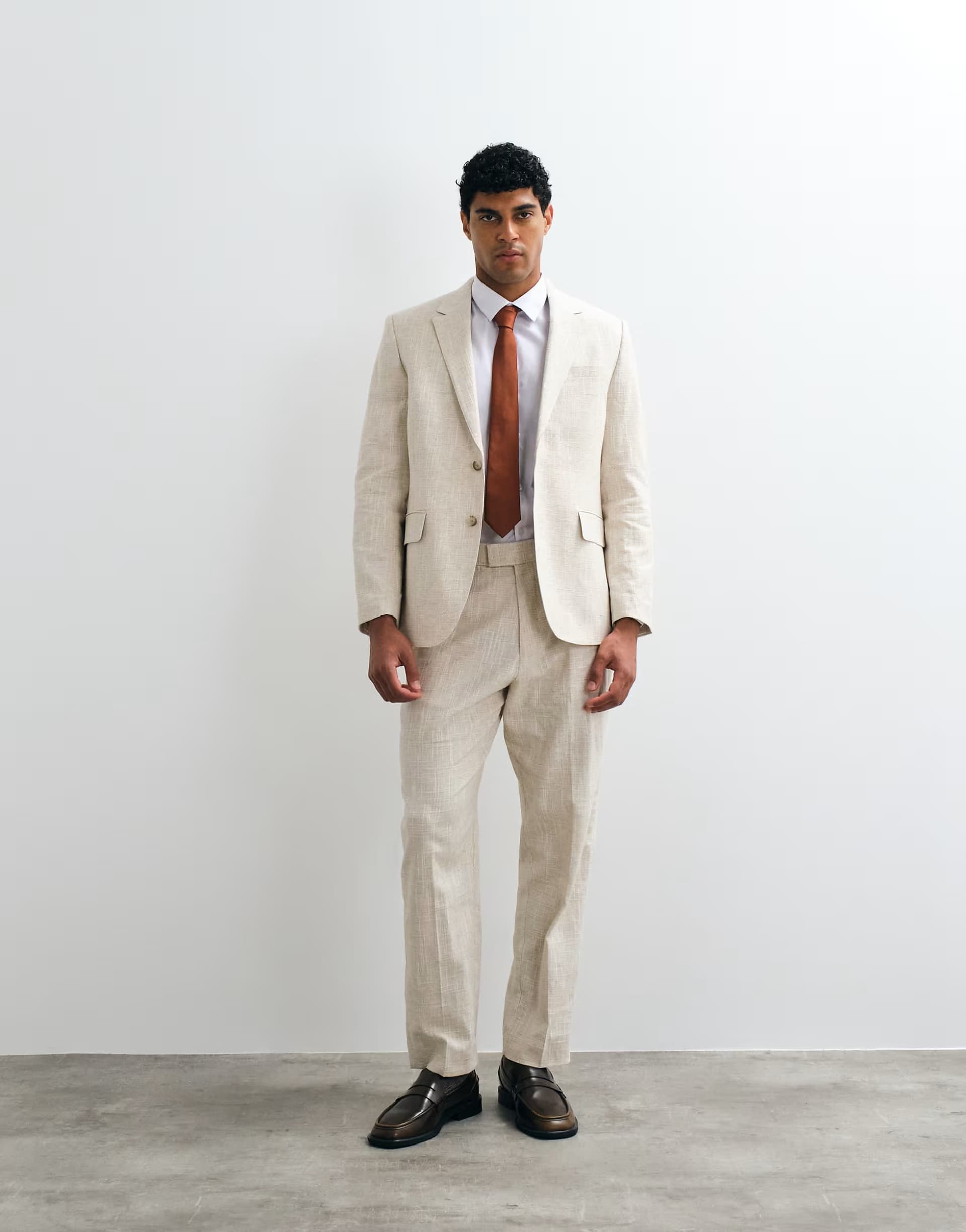 ASOS Abercrombie & Fitch crosshatch straight fit suit trousers co-ord in cream