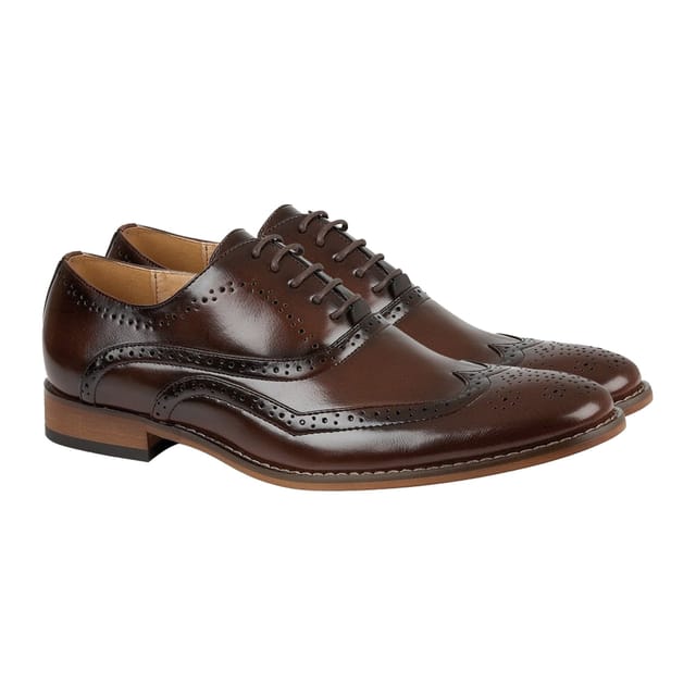 Goor Goor Men's 5 Eyelet Brogue Oxford Shoes in Brown - 2