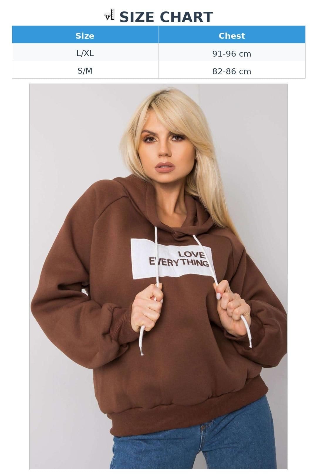 Love Lace Love Lace Women's Long Sleeve Hooded Sweatshirt with Front Print in Brown - 4