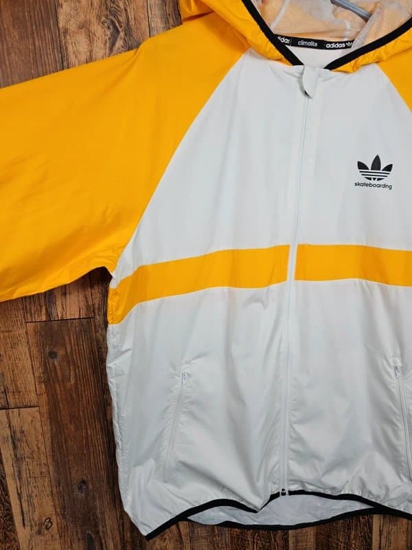 adidas Adidas Skateboarding Windbreaker Jacket Yellow White Festival Large