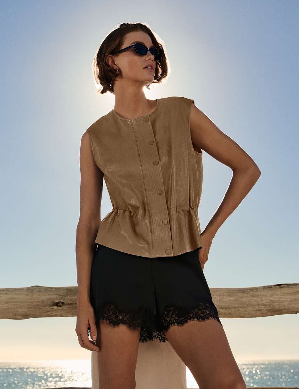 Marks & Spencer M&S Faux Leather Utility Gilet Mocha