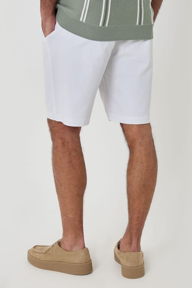 Threadbare Threadbare Men's Cotton 3 Pocket Stretch Chino Shorts in White - 2