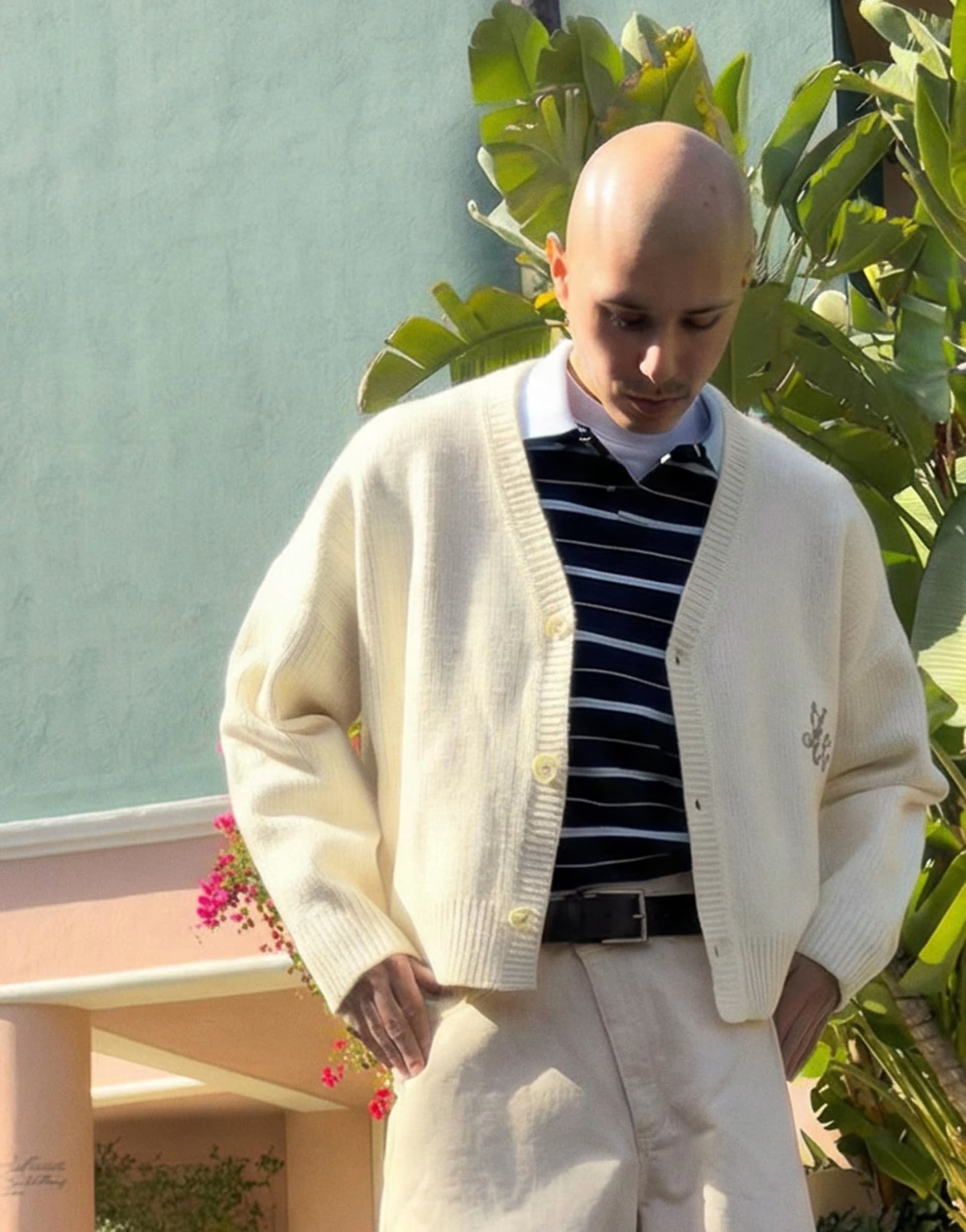 ASOS Bershka Boxy button-up print jacket in white