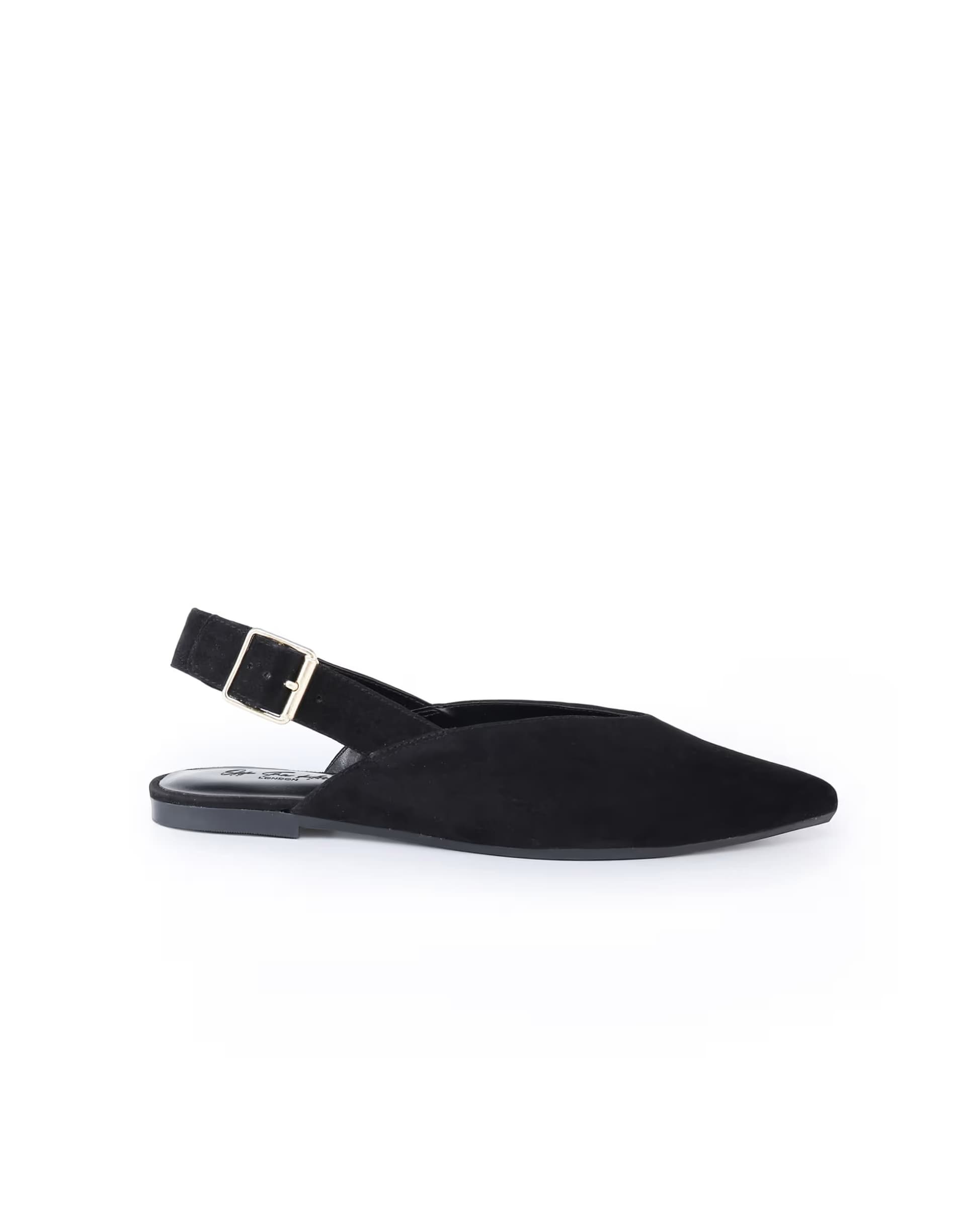 ASOS Off The Hook Shenley suede leather slingback ballet flats in black