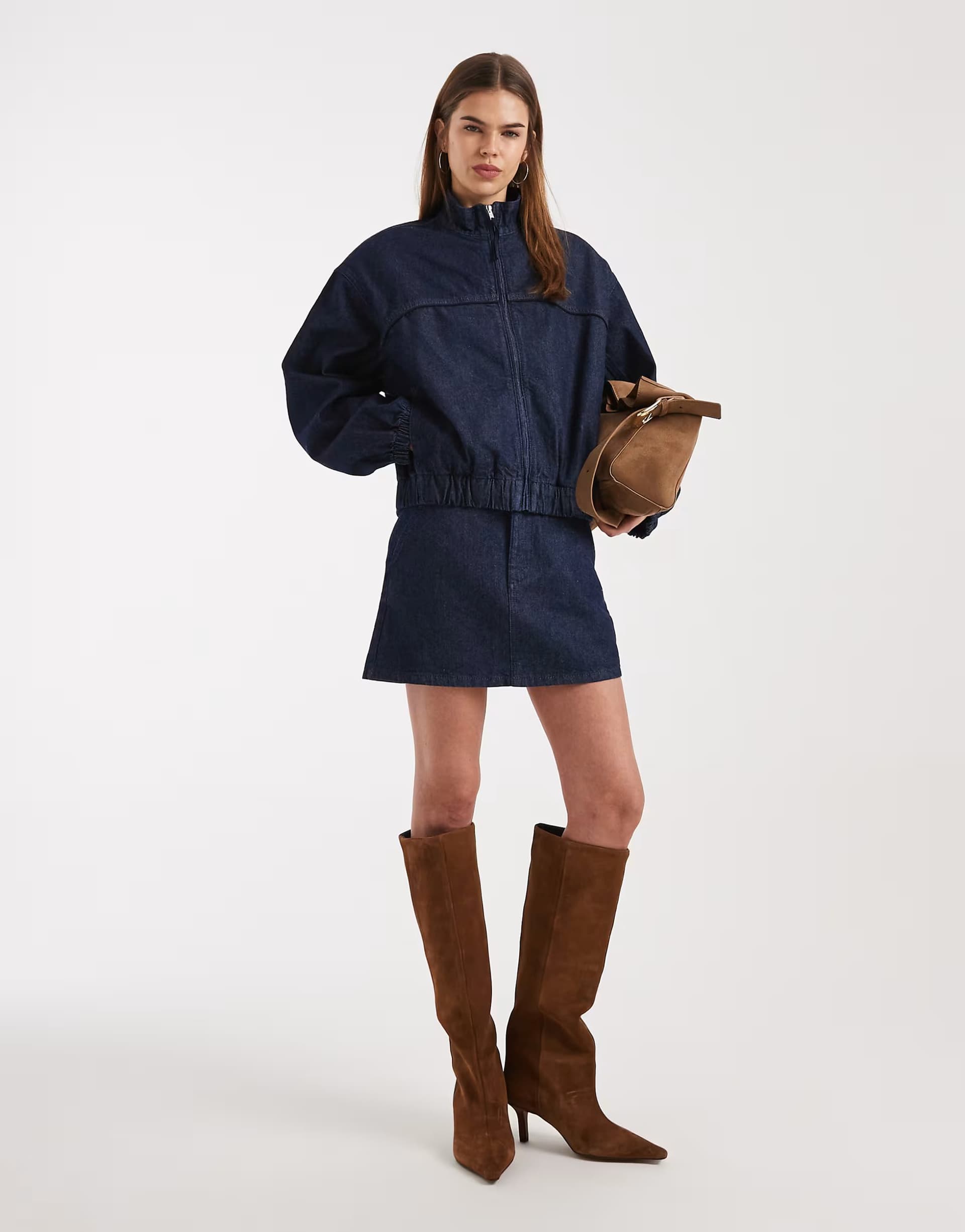 ASOS ASOS DESIGN denim jacket and mini skirt co-ord in rinse