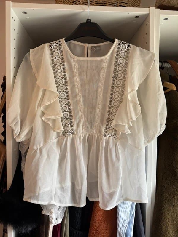 ASOS White Chiffon Blouse with Embroidery Size 10