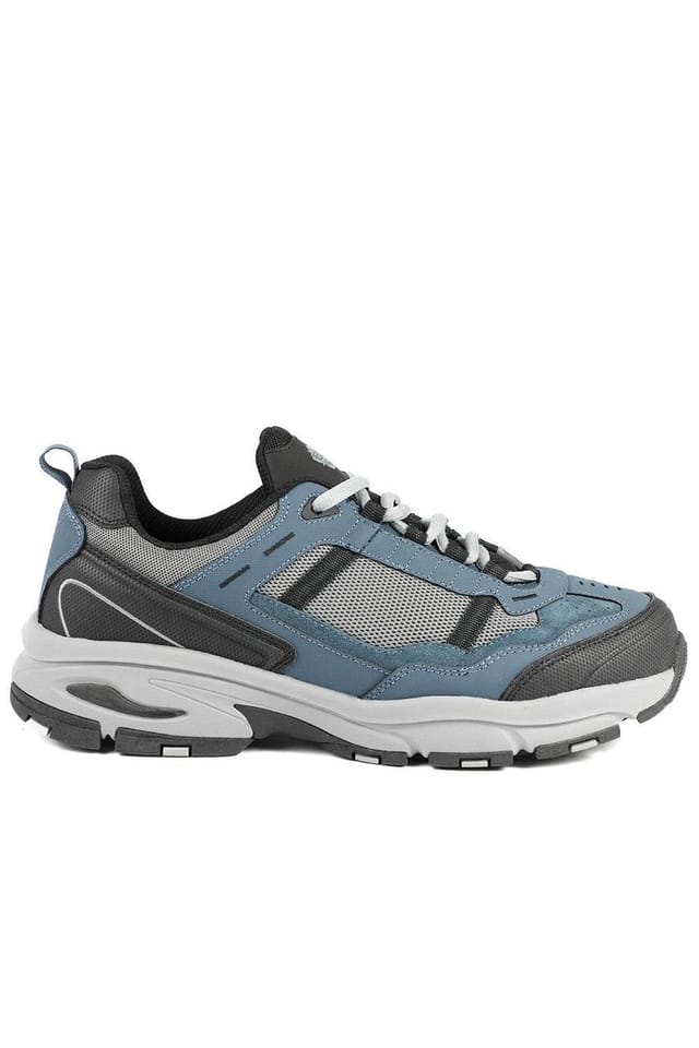 Pavers Pavers Men's Extra Wide Leather Memory Foam Lace Up Trainers in Blue - 2