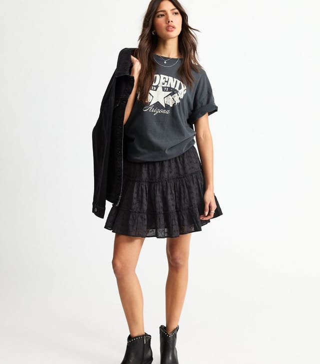 New Look Women's Black Broderie Anglaise Tiered Mini Skirt New Look - 2