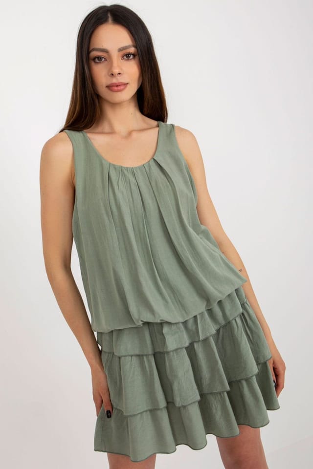 Love Lace Love Lace Women's Sleeveless Summer Ruffle Dress with Elastic Waist Style 181688 in Green - 2