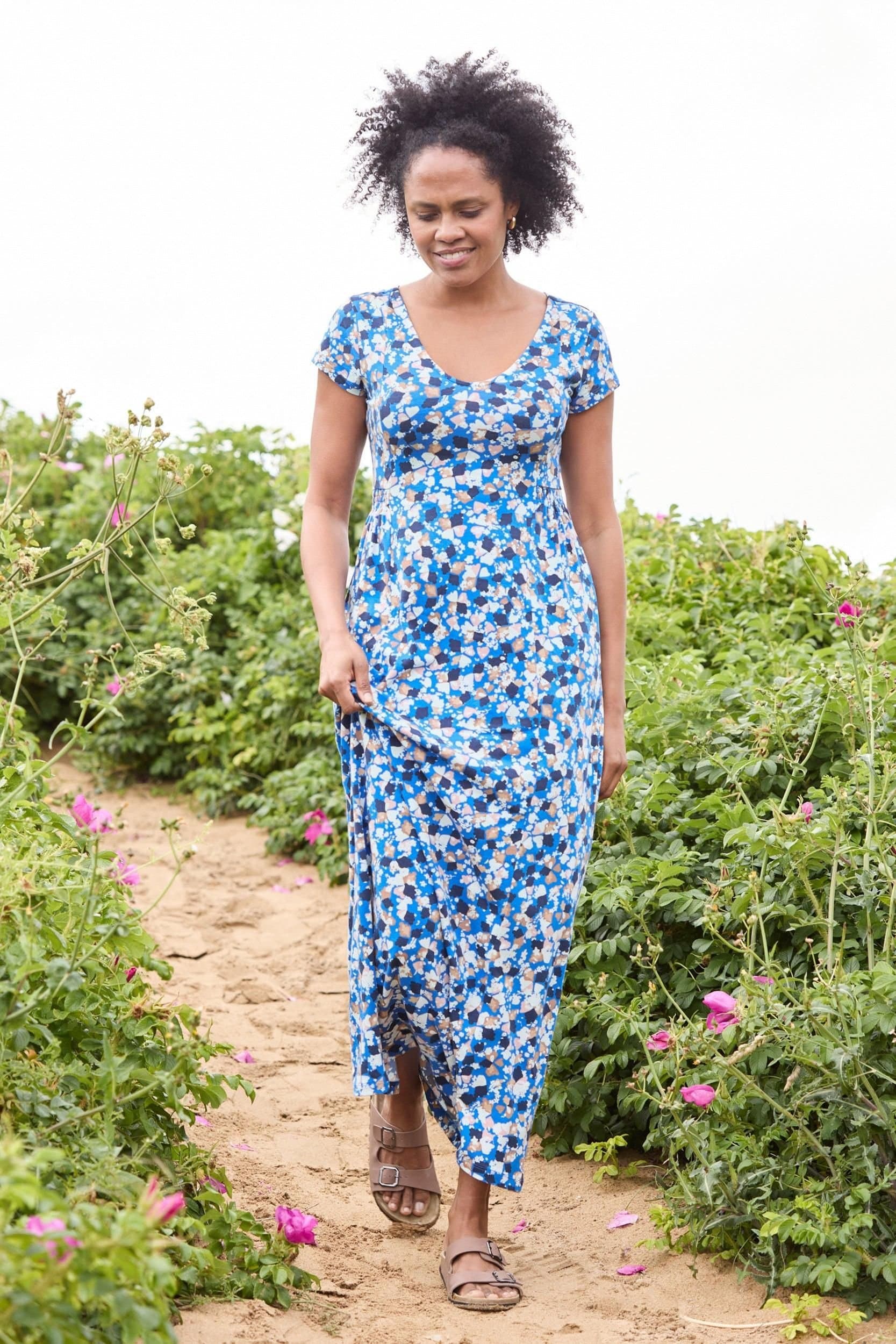 Lily & Me Lily & Me Women's Penelope Cotton Jersey Maxi Dress in Cobalt