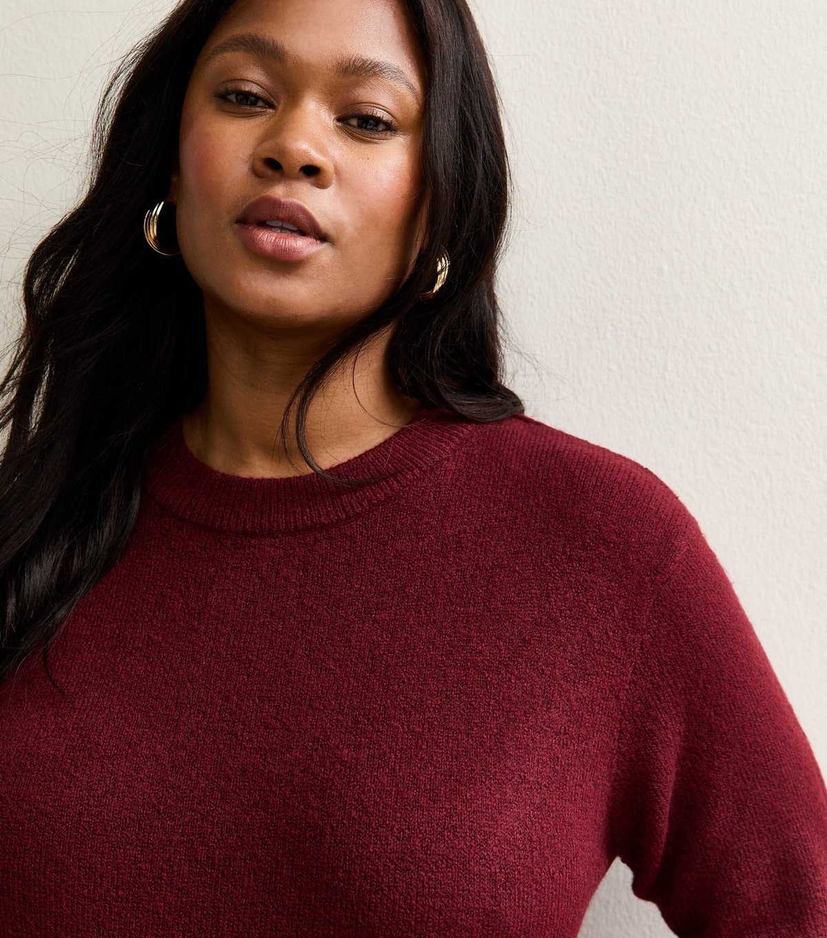 New Look Women's Plus Size Dark Red Crew Neck Jumper Curves New Look