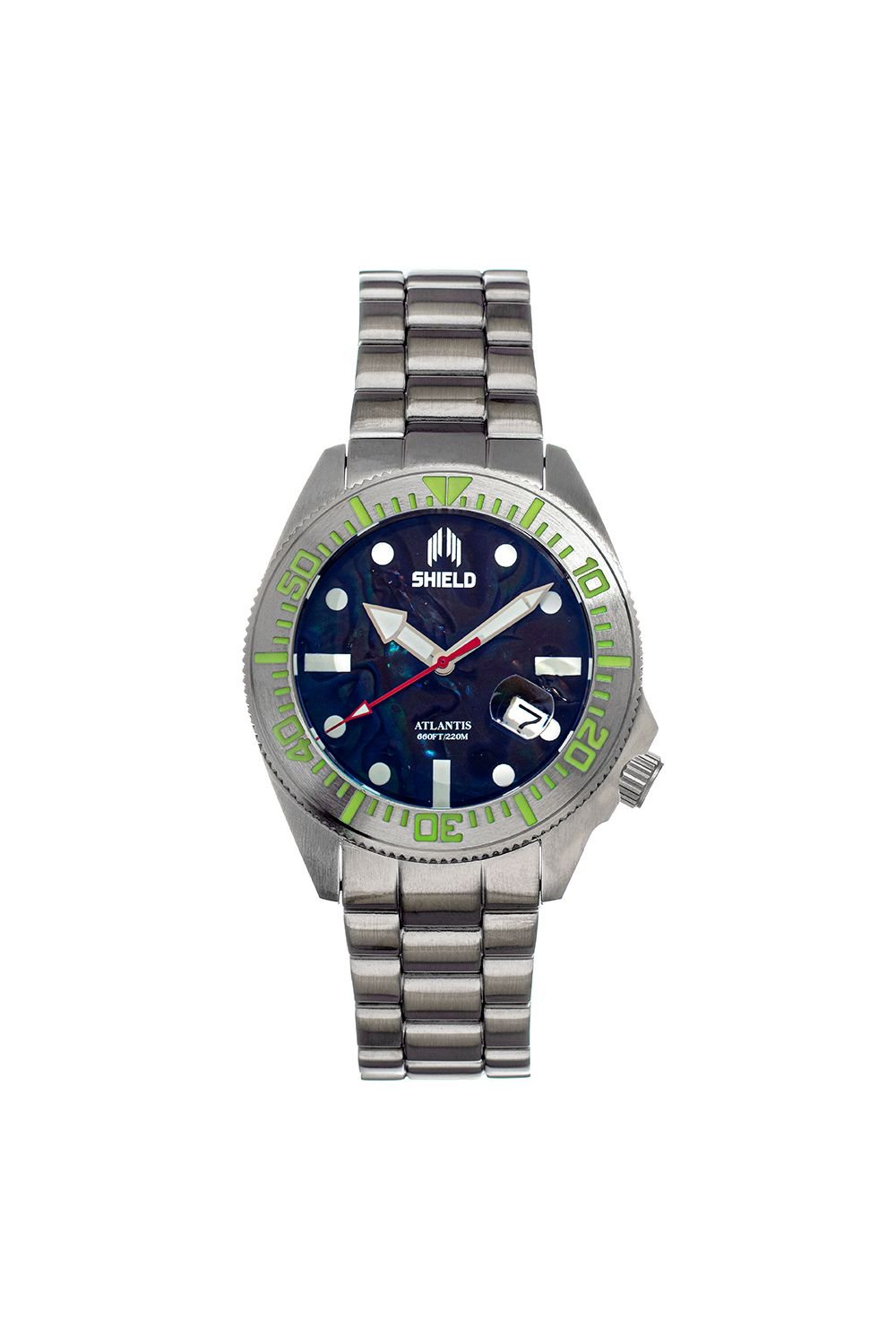 Shield Shield Men's Atlantic Abalone Bracelet Watch with Date in Black - 1