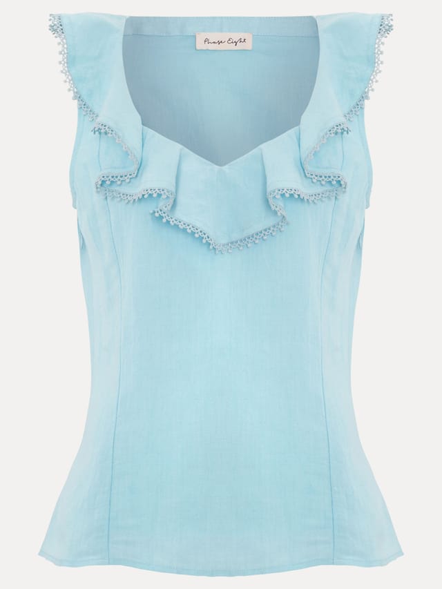 Phase Eight Phase Eight Women's Rhona Sleeveless Linen Blend Blouse in Baby Blue - 2