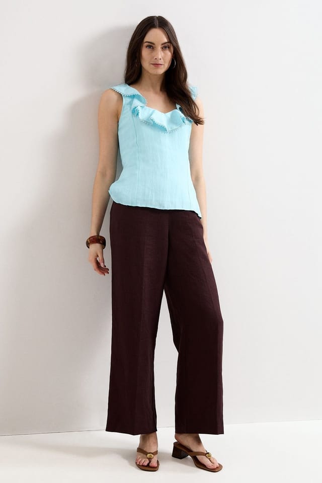 Phase Eight Phase Eight Women's Rhona Sleeveless Linen Blend Blouse in Baby Blue - 3