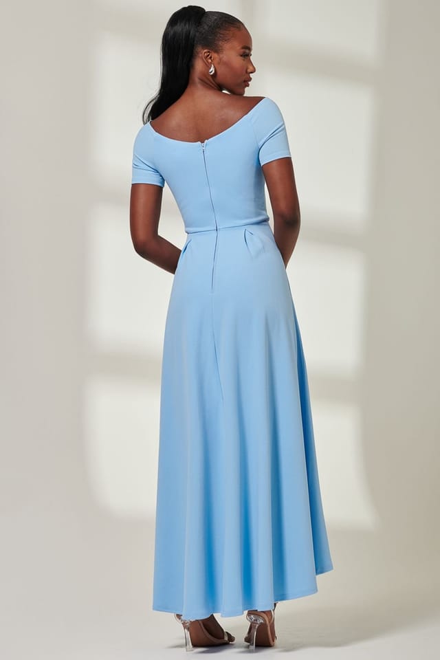 Jolie Moi Jolie Moi Women's Yana Off-Shoulder Scuba Maxi Dress in Blue - 2