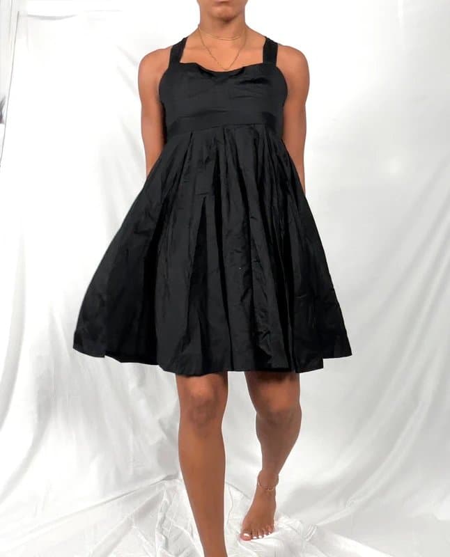 French Connection French Connection Black Bow Detail Full Skater Dress UK 8