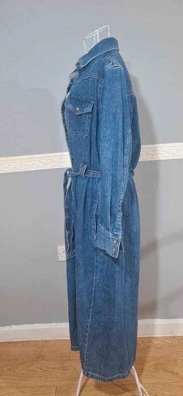 Next Next Cottagecore Belted Denim Midi Shirt Dress – UK 14