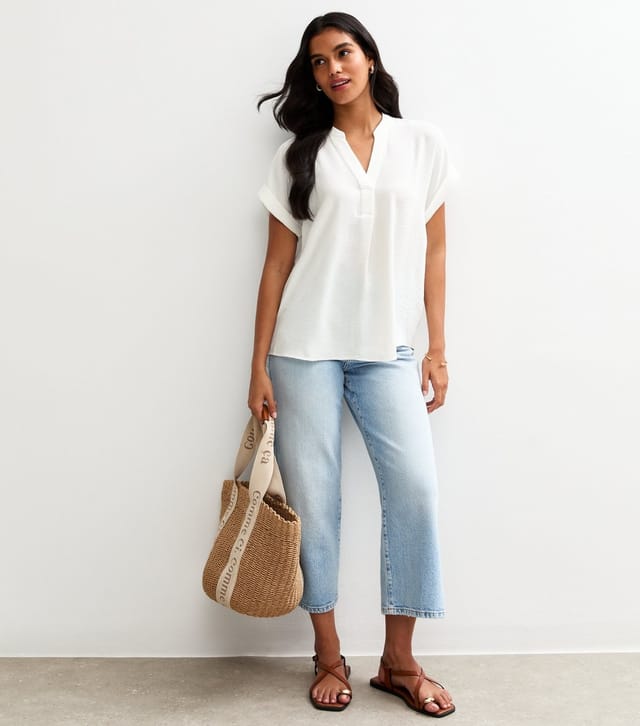 New Look Women's White Crinkled Collared Top New Look - 3