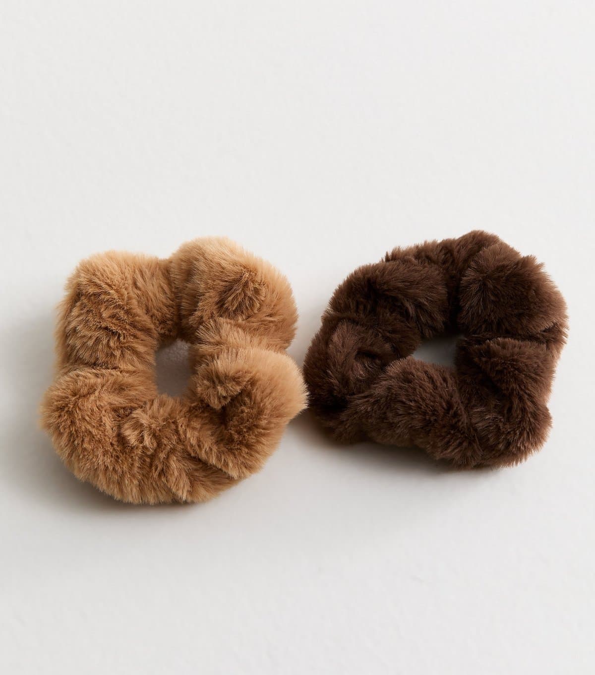 New Look Pack Of 2 Brown Faux Fur Scrunchie New Look