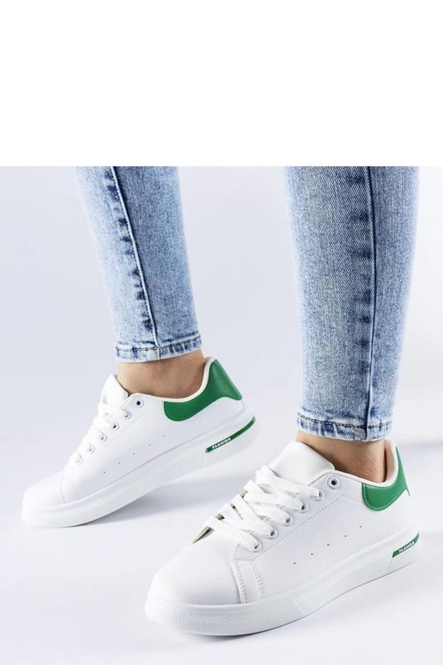 Love Lace Love Lace Women's Sport Summer Sneakers with Lace Up Comfort White Green Fabric - 2