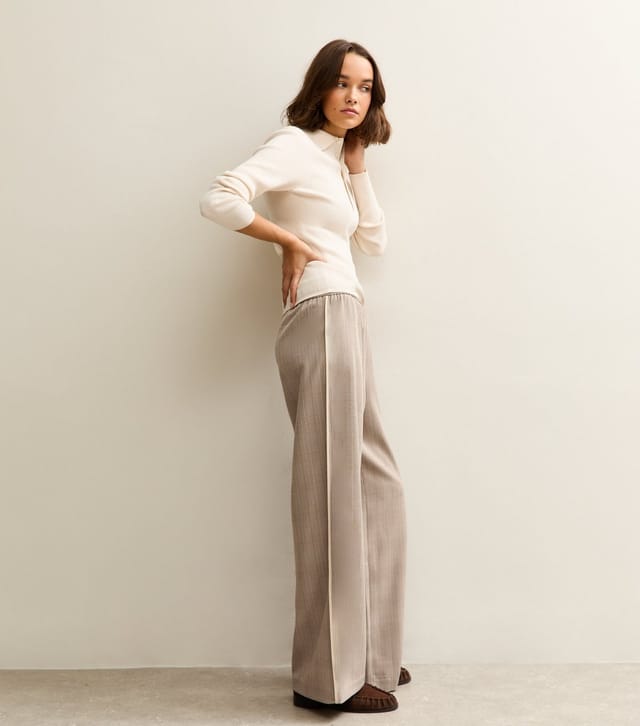 New Look Women's Light Brown Side Stripe Wide Leg Trouser New Look - 3