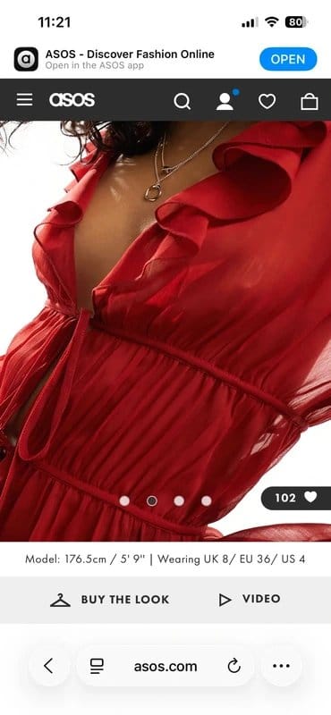 ASOS ASOS ruffle chiffon tie red blouse - 1