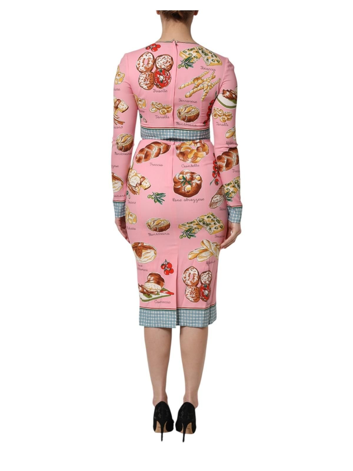 Dolce & Gabbana Dolce & Gabbana Women's Pink Pastry Print Bodycon Sheath Midi Dress - 4