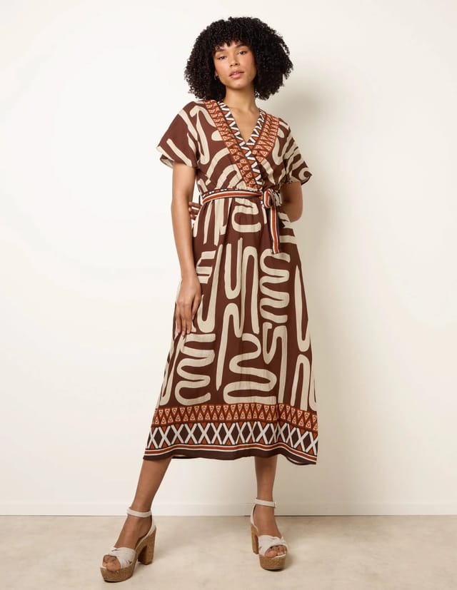 Blue Vanilla Dress With Abstract Print - 3