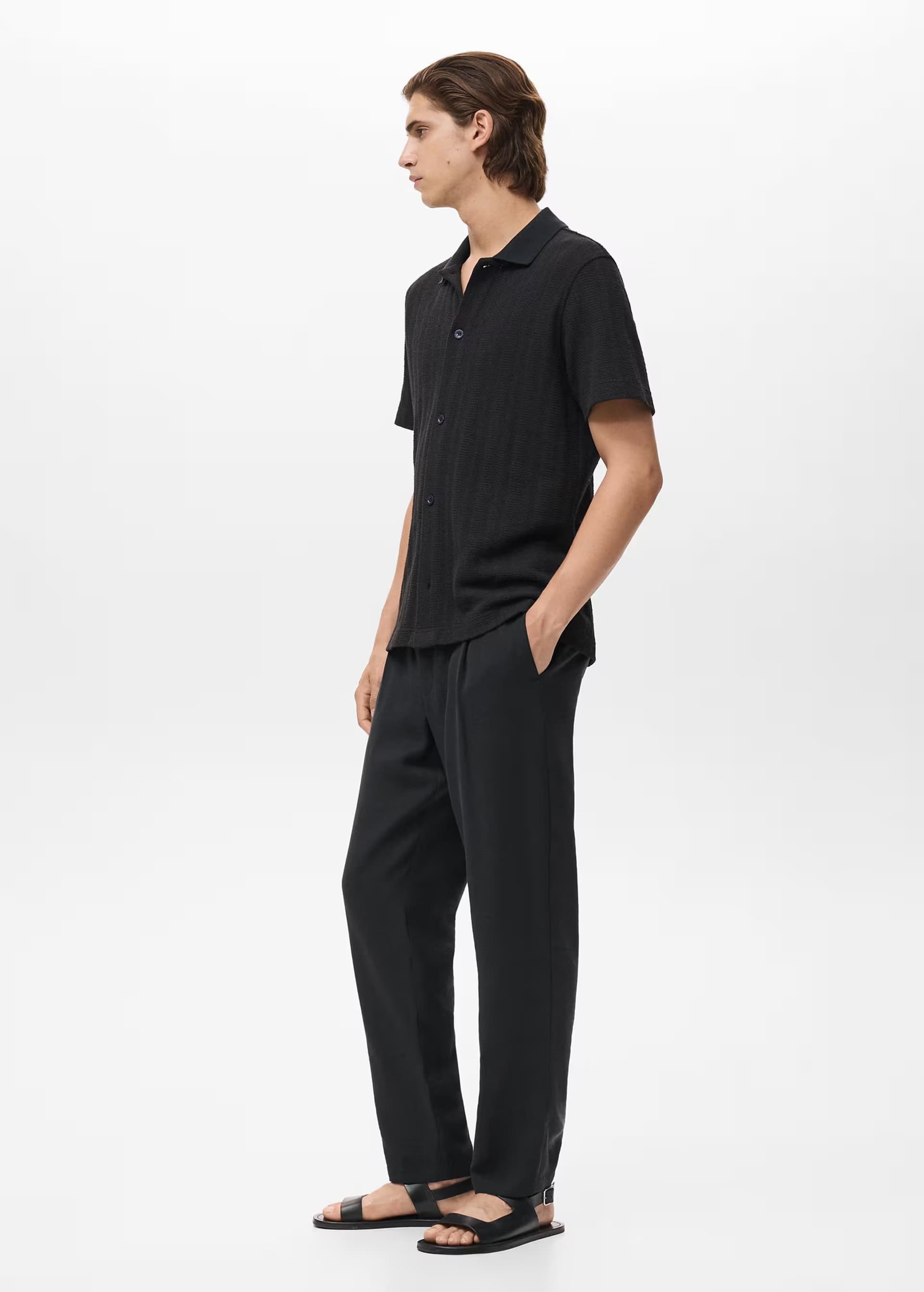 ASOS Mango tapered elasticated waist trouser in black