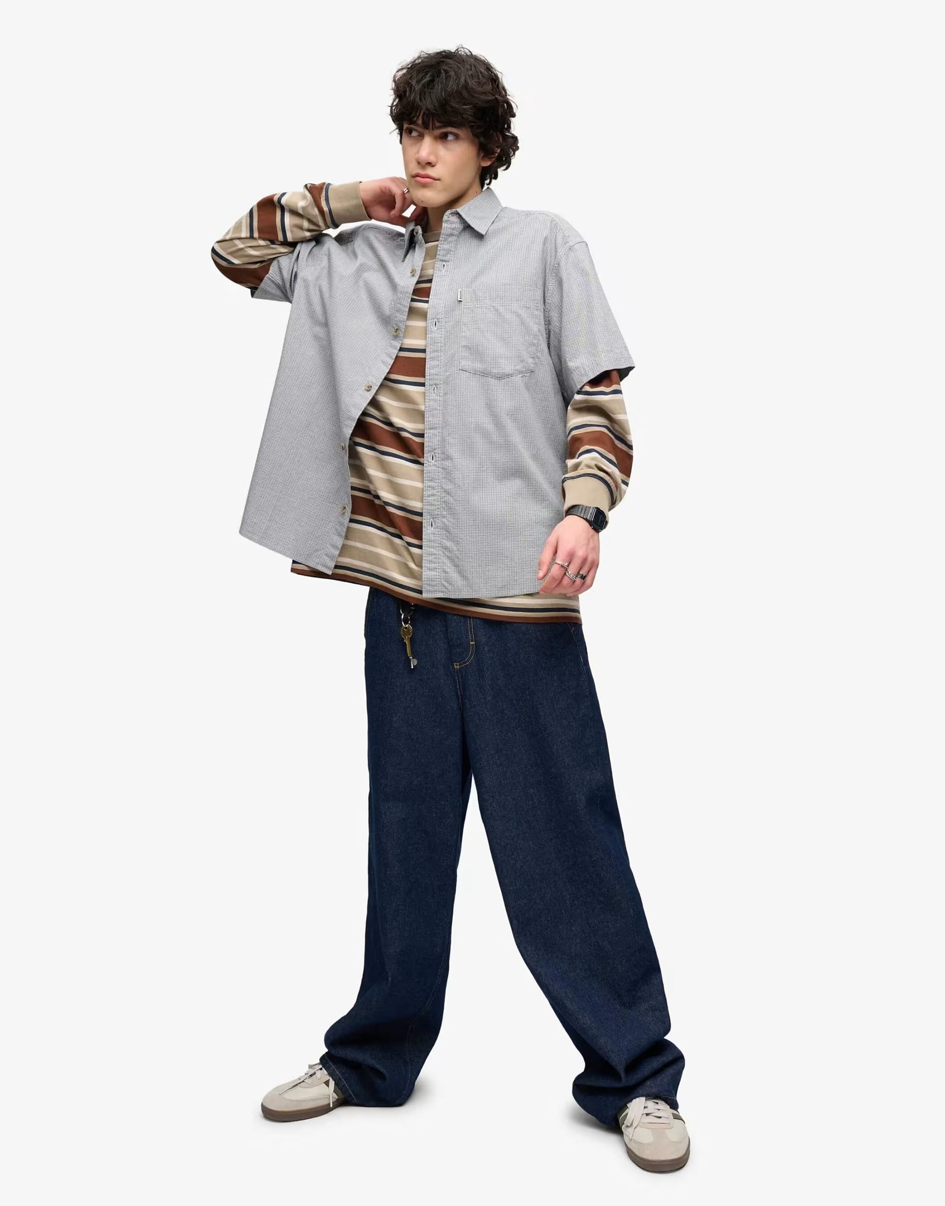 ASOS Bench x Superdry Grey Check Short Sleeves Shirt