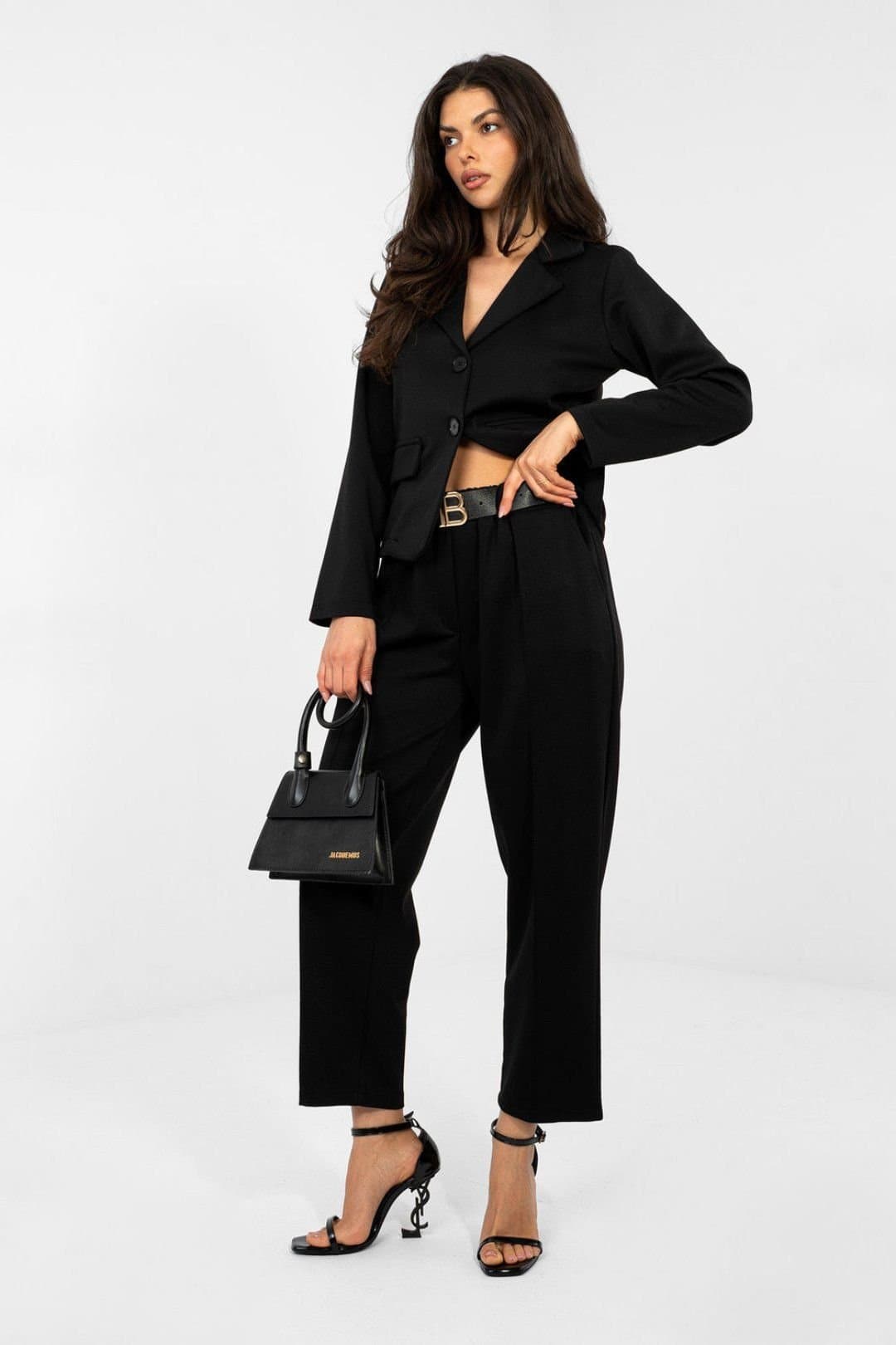 Love Lace Love Lace Women's Viscose Elastane Tapered Sweatpants with Belt in Black