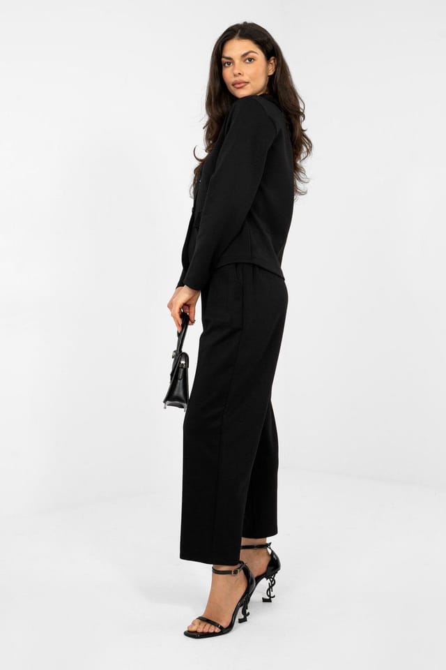 Love Lace Love Lace Women's Viscose Elastane Tapered Sweatpants with Belt in Black - 2