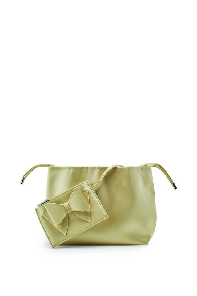 Moda In Pelle Moda In Pelle Women's 'Lotty Bag' Satin Shoulder Bag in Lime - 2