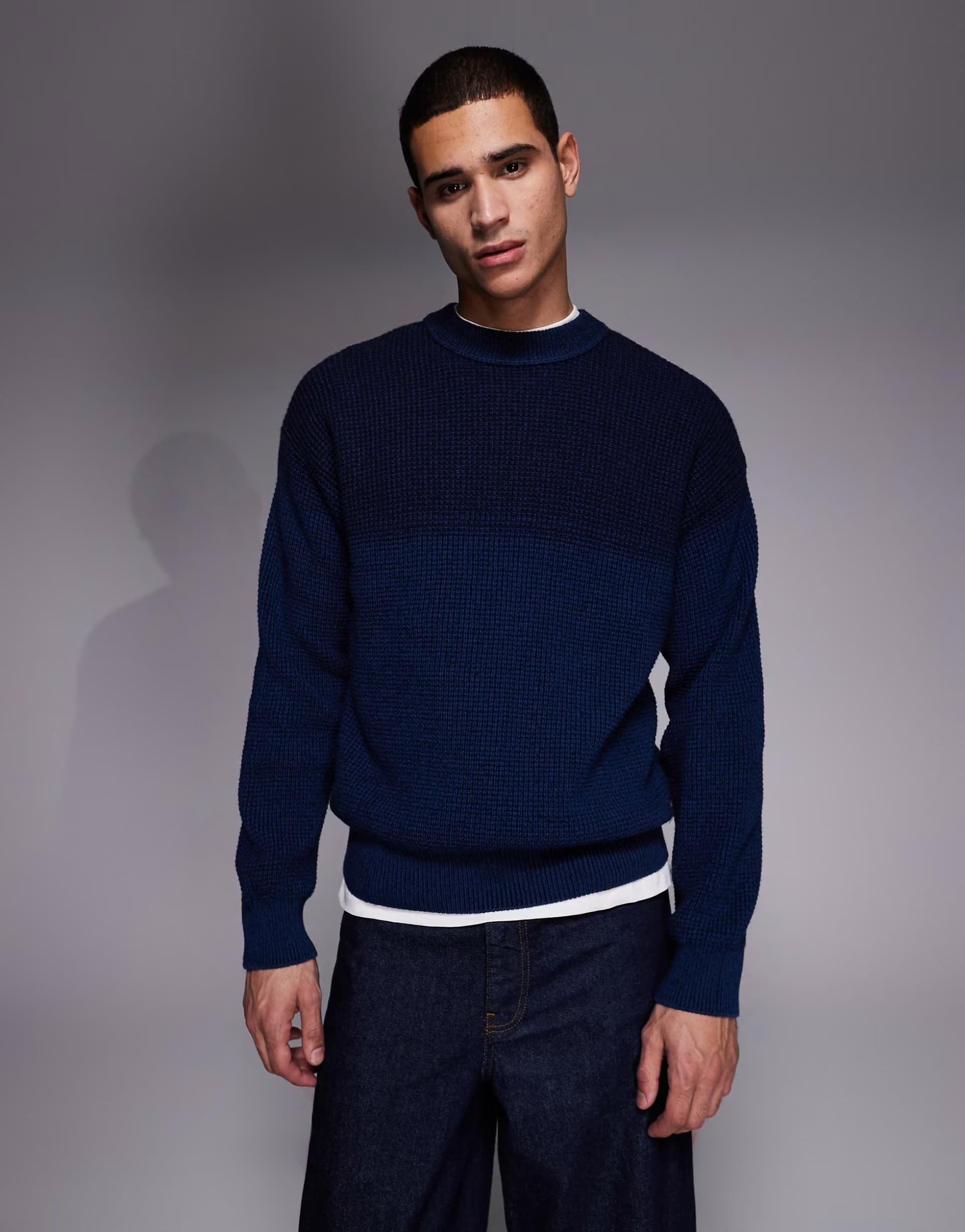ASOS BOSS Orange kartney crew neck knitted jumper in navy