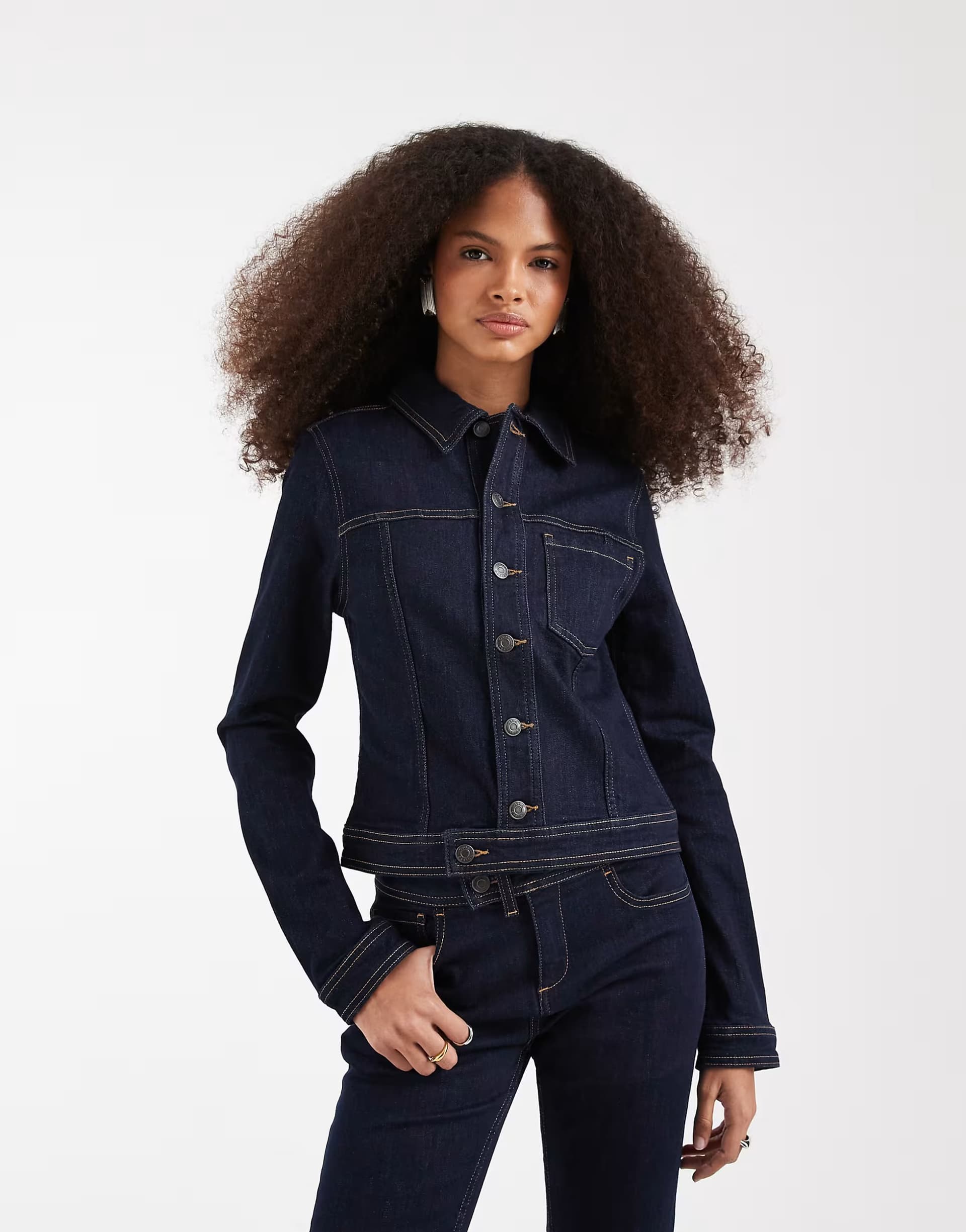 ASOS ASOS DESIGN fitted denim jacket co-ord in inky wash