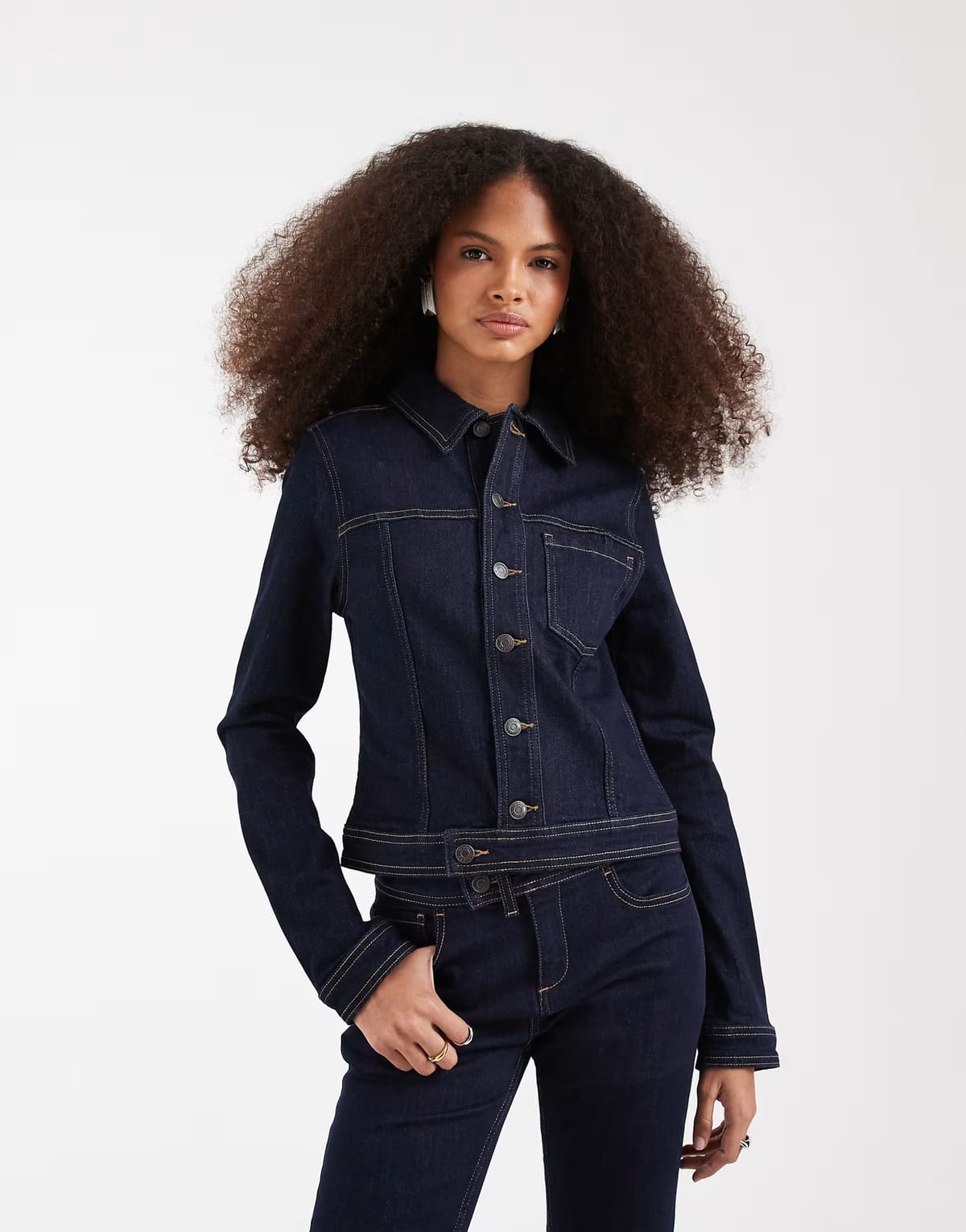 ASOS ASOS DESIGN fitted denim jacket co-ord in inky wash - 1