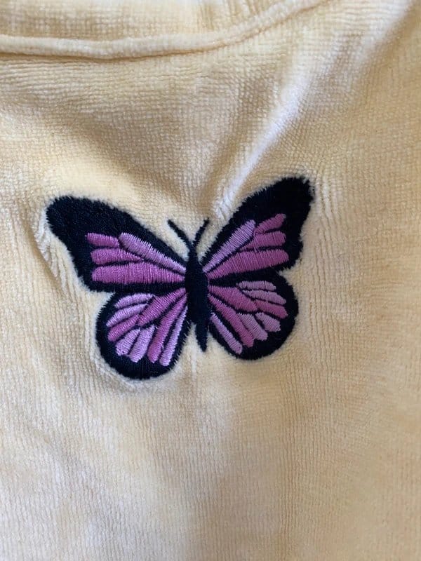 Bershka Yellow Velvet Crop Top With Pink Butterfly